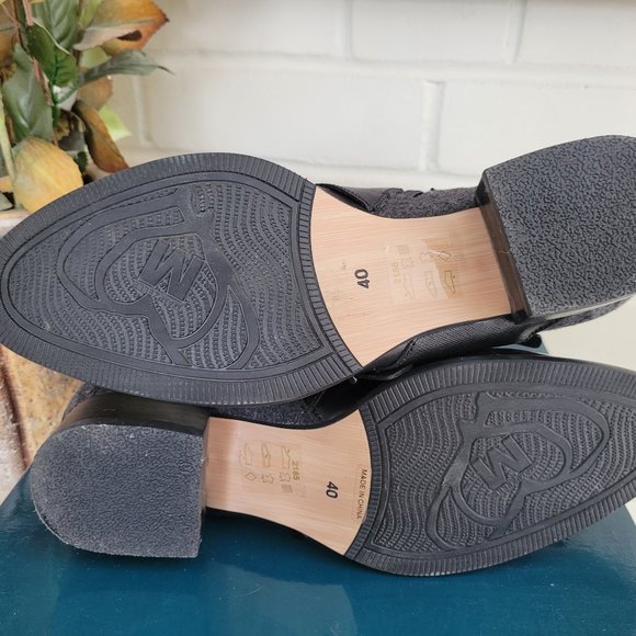 SOLD - MamZelle Black and Damask Grey Jimini Moto Boots EU 40/US 9.5 - Picture 8 of 10